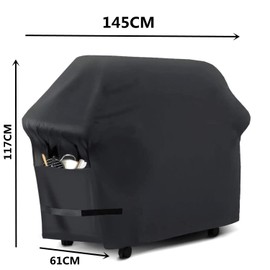 Barbecue Cover Weatherproof 147 x 61 x 117 cm, Grill Cover for Gas Grill, Tear-Resistant & Waterproof with UV Protection, Grill Accessories - Black