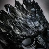 Masquerade Dark Raven Demon Masquerade Mask with Black Feather Crown
