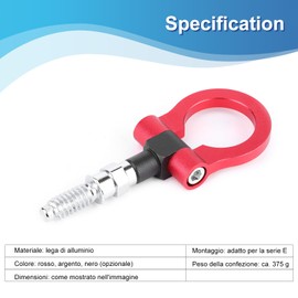 Car Towing Eye, Universal Aluminum Alloy Towing Eye Car Tow Hook Towing Ring Kit for E Series(Red)