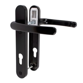 JCP PRO uPVC Door Handle Pair Set Sprung 92 PZ 92mm, Backplate 212mm x 34mm (122mm Screw Centres, Black)