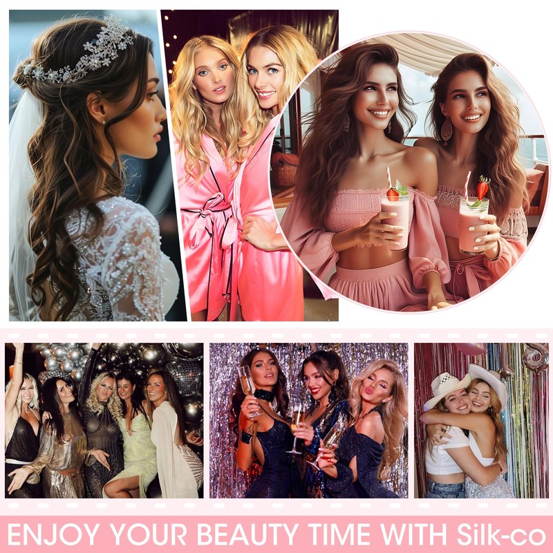 Silk-co Hair Extensions with Elastic Band, Straight Extensions with Wire