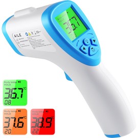 AILE Thermometer Baby-Adult Temperature Monitor: CE Approved UK Medical Digital Forehead Thermometers - No Touch Infrared Sensor Probe with Fever Alarm, Memory Function