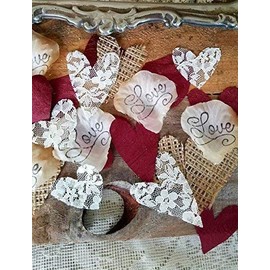 Burlap and Lace Silk Rose Petals Burgundy, Wedding Table Confetti