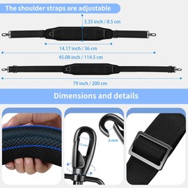 ZinMark Bag Shoulder Strap 79 inch with Thicked Cushion and Double Adjustable Buckles and Metal Hooks for for Laptop Bags, Messenger Bags, Briefcase Bags, Luggage Bags, Tool Bags and Most Bags,Black