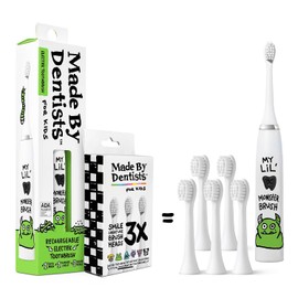 Made by Dentists Cepillo De Dientes Eléctrico Para Niños: Recargable, Vibrador Y Con Temporizador. Incluye 6 Cabezales De Repuesto. Limpia Los Dientes Con Suavidad. Ideal Para Niños Y Niñas A Partir D