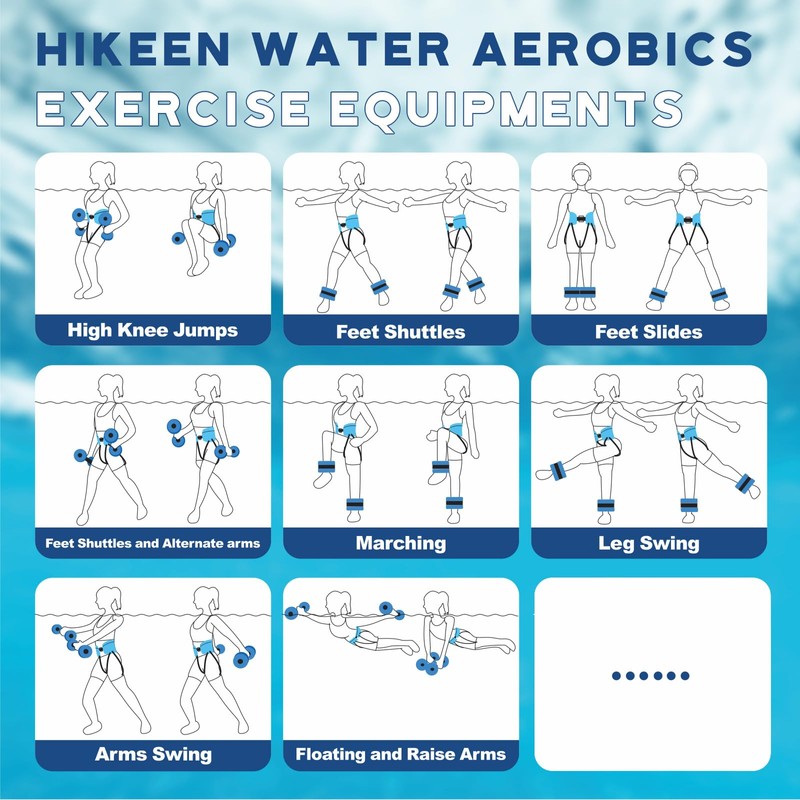Hikeen 6-Piece Water Aerobics Pool Exercise Equipment, Aqua Aerobics Equipment