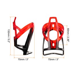 HARFINGTON 2pcs Bike Water Bottle Holder 5.3" PC Universal Bicycle Bottle Cages Ultralight Cycling Hydration Brackets with Screws for MTB Mountain Road Gravel, Black Red