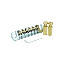 Guyker Guitar Wraparound Bridge Adjustable Stoptail with Brass Saddles & Studs (GM006, Chrome)