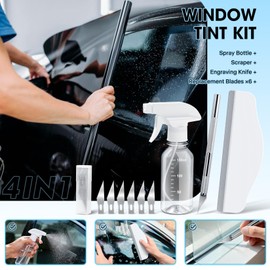 Shmian Professional 4-in-1 Window Tint Kit: Car & Home Glass Film Application Tools with Squeegee, Utility Knife, 5 Extra Blades & 150ml Spray Bottle for Easy Privacy Tinting