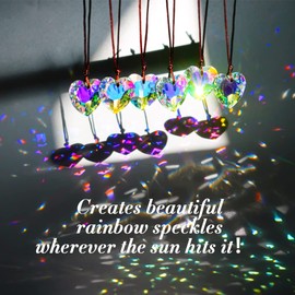 12pcs Colorful Crystal Heart Prism Suncatcher, Heart Prism Chandelier Drop Parts Window Sun Catcher Crystals Hanging Pendant, 27mm Rainbow Maker Wedding Decor