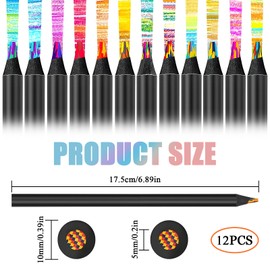 GGTTNRT 12 Pieces Coloured Pencils Rainbow Pencils Colouring Pencils for Adults Multicoloured Pencils for Art Drawing Supplies, Colouring, Sketching