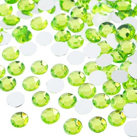 John Bead 1000 Pieces 8mm (SS39), Peridot, Acrylic Round Flat Back Rhinestones for Jewelry Making, DIY Crafts, Nail Art, Face Makeup, Clothes