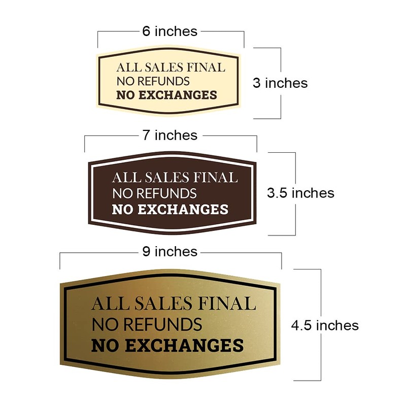 Fancy All Sales Final No Refunds No Exchanges Sign (Black