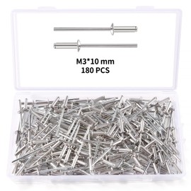 YIXISI 180 PCS M3x10 mm Dome Blind Rivet, Metal Rivets Pull Pop Rivets, Aluminium Pop Rivets Large Flange, for Fixing Component Construction Fasteners Furniture