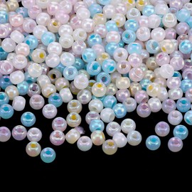 Pack of 300 Glass Beads for Bracelets, Glass Beads, 4 mm, Mini Colourful Round Beads, Glass Beads for Threading, 2 mm, Size Hole, Craft Beads for DIY Crafts, Earrings, Bracelets, Necklaces, Key Chains