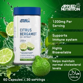 Applied Nutrition – Citrus Bergamot 25:1 Extract – High Strength 1200mg – Best Cholesterol Support – Best Immune System Booster – Highly Bioavailable – (60 Capsules – 30 Servings)