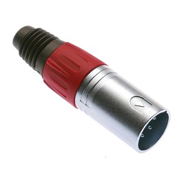 Keple 4 Pole XLR Plug, Red - Male Audio Mic Microphone DMX Plug Jack Plug, Nicked-Plated Adapter, Metal Construction Connector With Plastic Housing