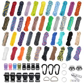 EUBSWA Paracord Set, 42 Colours, 550 Paracord, Nylon Rope, Multifunctional, Includes Ropes, Buckles and Sewing Needles, Suitable for Making DIY Bracelet, Lanyard, Key Chain