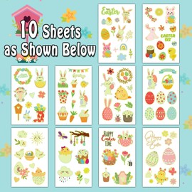 Leesgel Luminous Easter Tattoos Gifts for Children, 100 Styles Luminous Temporary Tattoos for Easter Decorations, Easter Stickers Basket Bags Filler for Easter Egg Hunting Games Craft Party Decoration