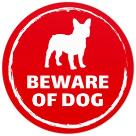 Beware of Dog French Bulldog Sign, 8x8 Inches, Rust Free .040 Aluminum, Fade Resistant, Made in USA