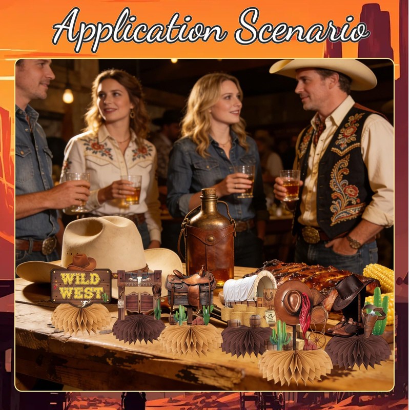 Bubaxuce Cowboy Decorations Honeycomb Table Centerpieces 12 Pieces Western Table