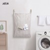 AELS Farmhouse Hanging Laundry Hamper with 2 Hooks, Washable Beige