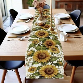 Fall Sunflower Table Runner 13x90 Inch Seasonal Autumn Farmhouse Table Runners for Dinning Kitchen Party Table Decoration