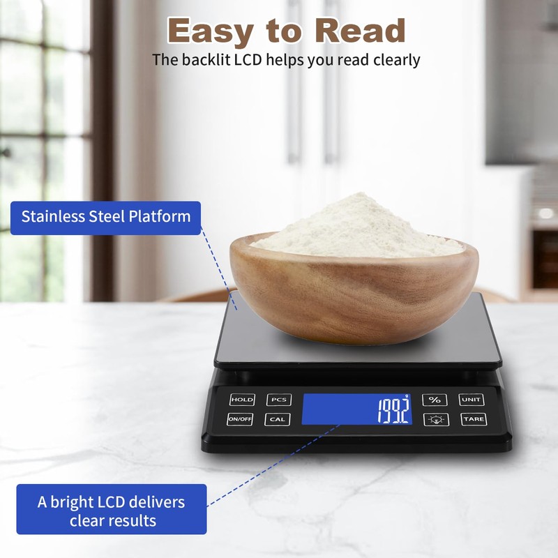 SEMIER Digital Kitchen Scale with 0.1g/0.001oz High Precision, 5kg/11lb Food
