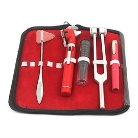 OdontoMed2011® LED Fiber Optic Otoscope Tuning Fork C128 Taylor Hammer Pen Light Diagnostic ENT Set RED