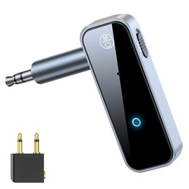Bluetooth 5.3 Transmitter, Airplane Plug Included, Bluetooth Transmitter, Receiver, 2-in-1, SBC Compatible, Hands-Free Calling, 0.14 inch (3.5 mm) Earphone Jack Included, For Flights/TVs/Car Stereos