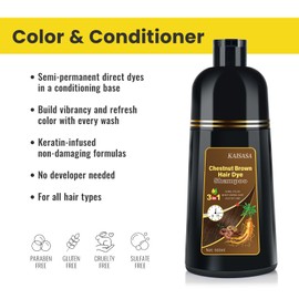 Chestnutbrown Hair Dye Shampoo 3 in 1, Natural Hair Dye, Semi-Permanent Hair Colour, Grey Hair Coverage, Anti Grey Effect Shampoo for Coloured Hair for Women and Men (500 ml)
