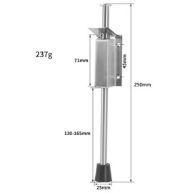 Floor Door Stop, 250 mm, Door Stop, Door Holder with Foot Control, Stainless Steel Door Stop, Pedal Door Stop, Foot Operated Door Brake, Rubber Door Support, for Room Doors, Kitchen Doors etc