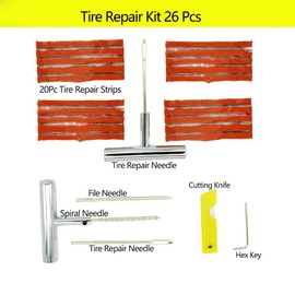 CIADIC Heavy Duty Tire Plug Kit 26 Pcs - Universal Tire Repair Plugs Kit,Professional Tools for Tubeless Tyre Flats for Cars, Truck, RV, SUV, ATV, Motorcycle, Tractor, Trailer