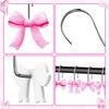 MALLMALL6 12Pcs Pink Bow Knot Shower Curtain Hooks Decorative Coquette