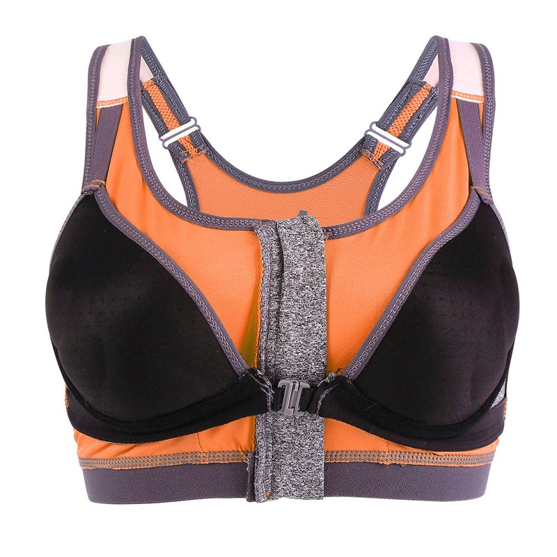 Women Yoga Fitness Zipper Stretch Workout Wireless Padded Shockproof Sports
