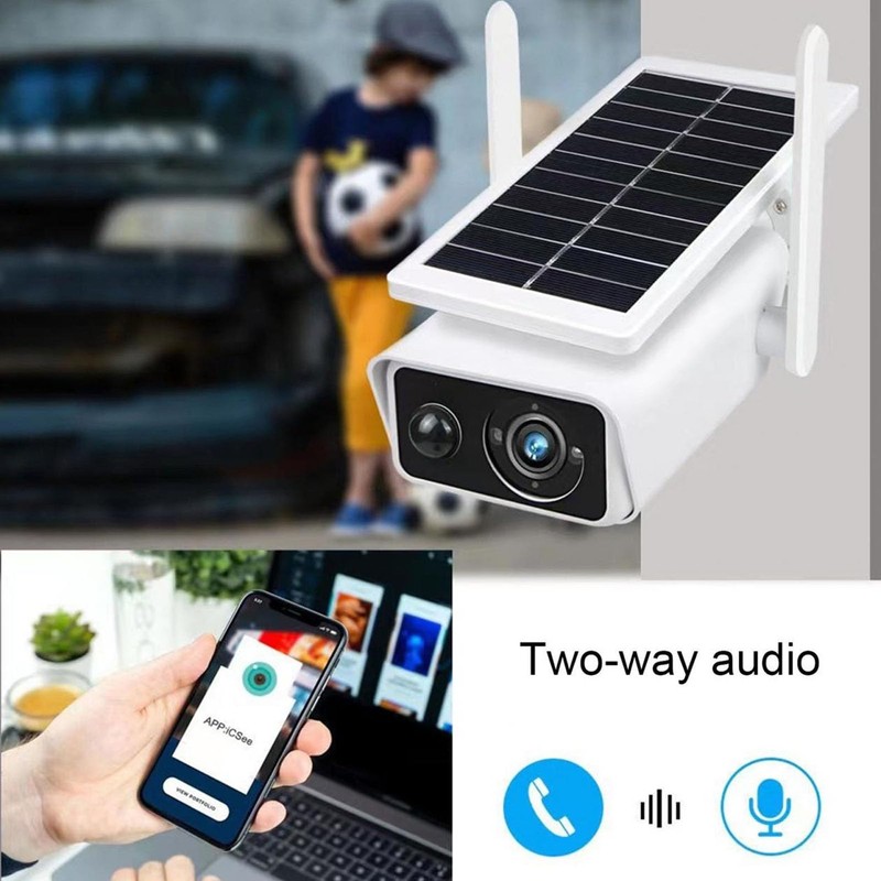 Outdoor Wireless Solar Security Camera with WiFi, Solar Panel, Night