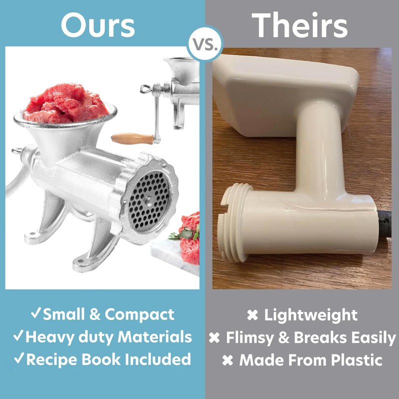 Cast Iron Table Mount Meat Grinder - Manual Mincer Includes