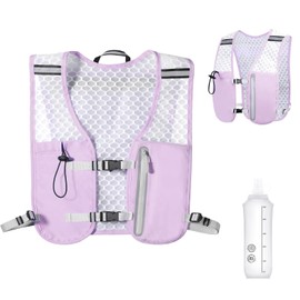 KIKIGOAL Chaleco de Hidratación para Correr, Chaleco de Hidratación Running con Botella de Agua 500ml y Porta Celular Chaleco de Hidratación Ajustable Ligero y Transpirable para Correr, Ciclismo