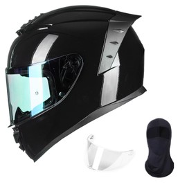 ILM Motorcycle Helmets Full Face for Men Women Cascos para Motos Powersports Motorbike Street Racing DOT Model MF566(Gloss Black,L)