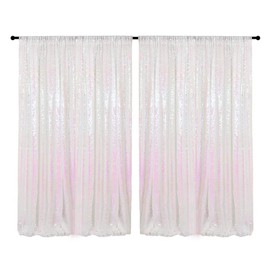 HMQIANG 4FTx8FT Iridescent Sequin Backdrop Curtains 2 Panels Sparkly Background Drapes for Parties Baby Shower Decorations