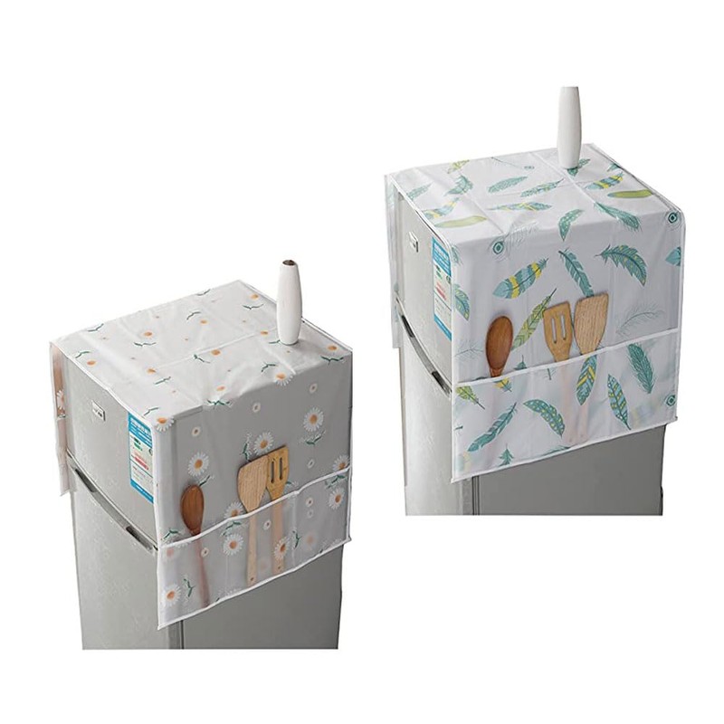 2pcs Refrigerator Dust Cover Kitchen Cleaning Cloth Protective Cover Waterproof