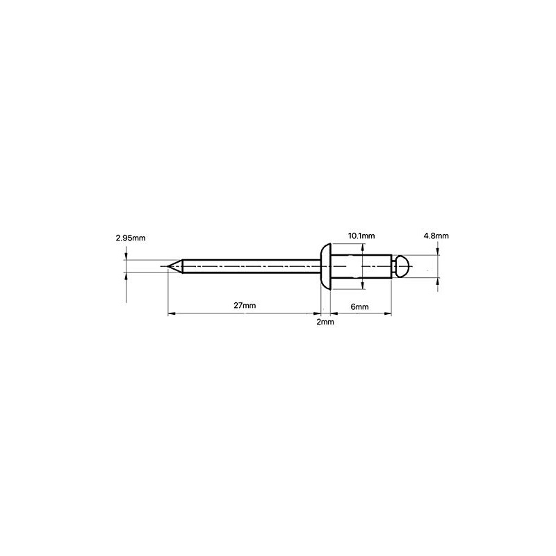 4.8mm x 6mm Blind Pop Rivet Dome Head Aluminium/Steel Shaft