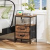 Huuger Nightstand with Charging Station, Fabric Drawers, End Table with
