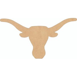 Wooden Longhorn Blank 3" Shape, Unfinished Wood MDF Texas MDF 1/8" Western Craft