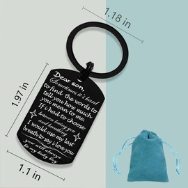 Birthday Christmas Gifts Keychain for Son Gift from Mom and Dad To My Son Sometimes Its Hard to Find Words Key Chains for Sons Son Gifts Key Rings