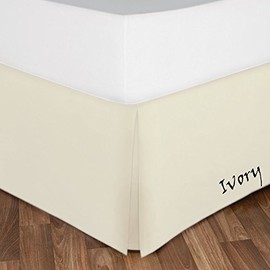 Omnegon Pleated Bed Skirt for King Size Bed, 100% Cotton Blend 10” inch Tailored Drop Dust Ruffle, Covers Bed Legs and Frame - Ivory