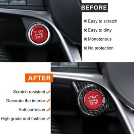 Carbon fiber Style For Giulia Stelvio 2017 2018 ABS Plastic Car Start Engine Stop Cover Trim Accessories