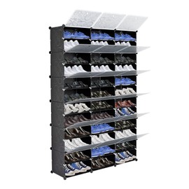 MATONELL 12 Tier Portable Shoe Rack Organizer 72 Pair Covered Shoe Storage Shelves Rack 36 Grids Tower Shelf Storage Cabinet Stand Expandable for Heels,Boots,Slippers,Black