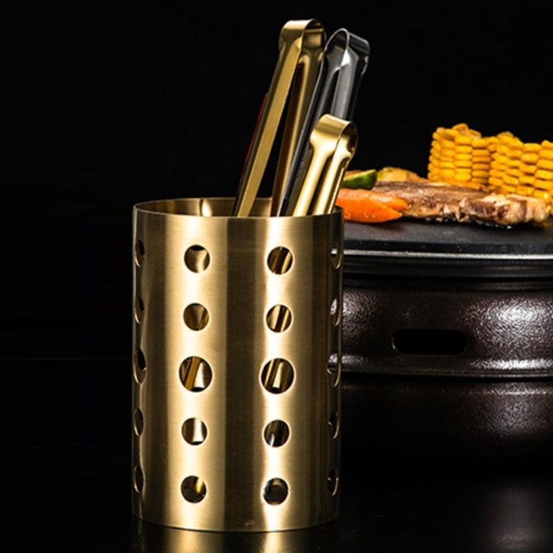 HAOHIZE Gold Stainless Steel Utensil Holder, 3.9 x 5.9in Multifunctional