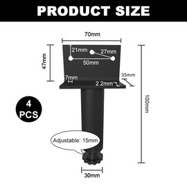 Lvjkes Pack of 4 Adjustable Furniture Feet, L-Shaped Feet for Furniture, Non-Slip and Anti Rust Furniture Feet, Cabinet Feet, Load Capacity up to 300 kg, for DIY Furniture, Workbenches, Tables
